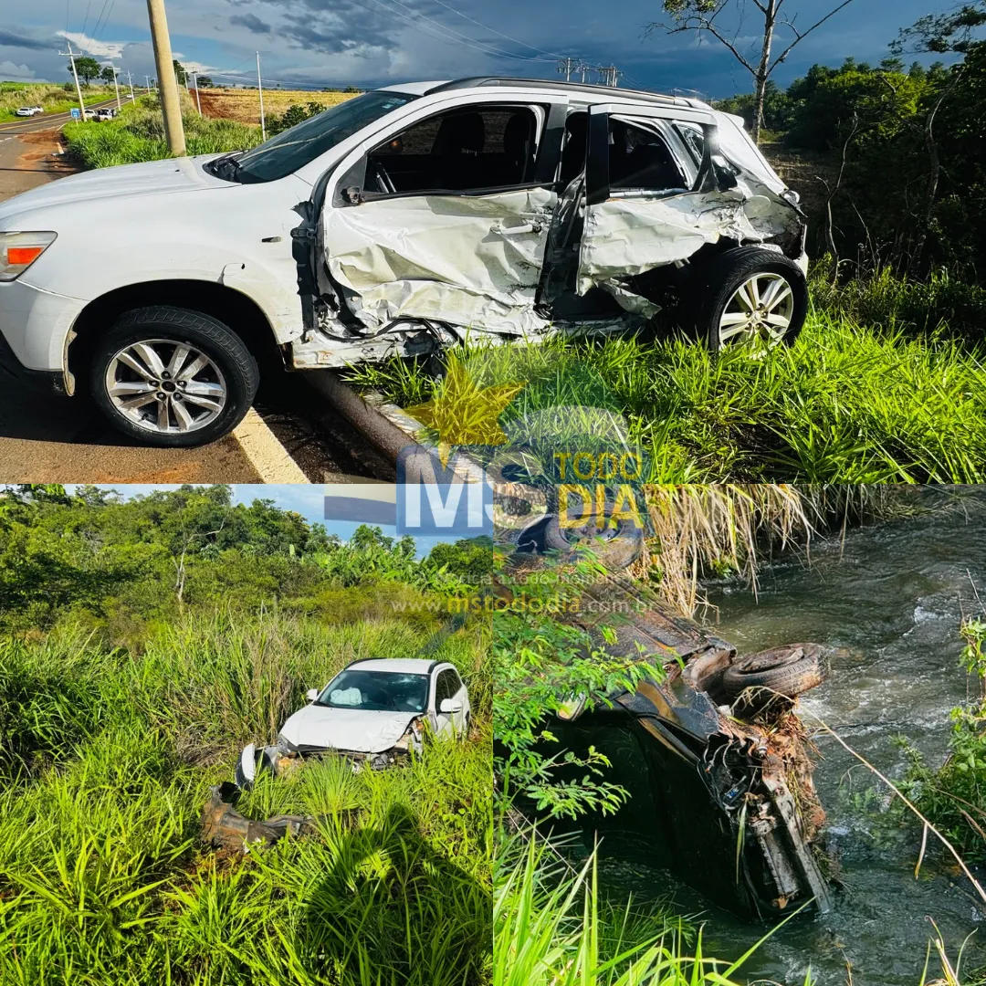 Imagem de compartilhamento para o artigo Três veículos se envolvem em acidente por causa da aquaplanagem na rodovia MS 223, no Rio Imbirussu, em Costa Rica da MS Todo dia